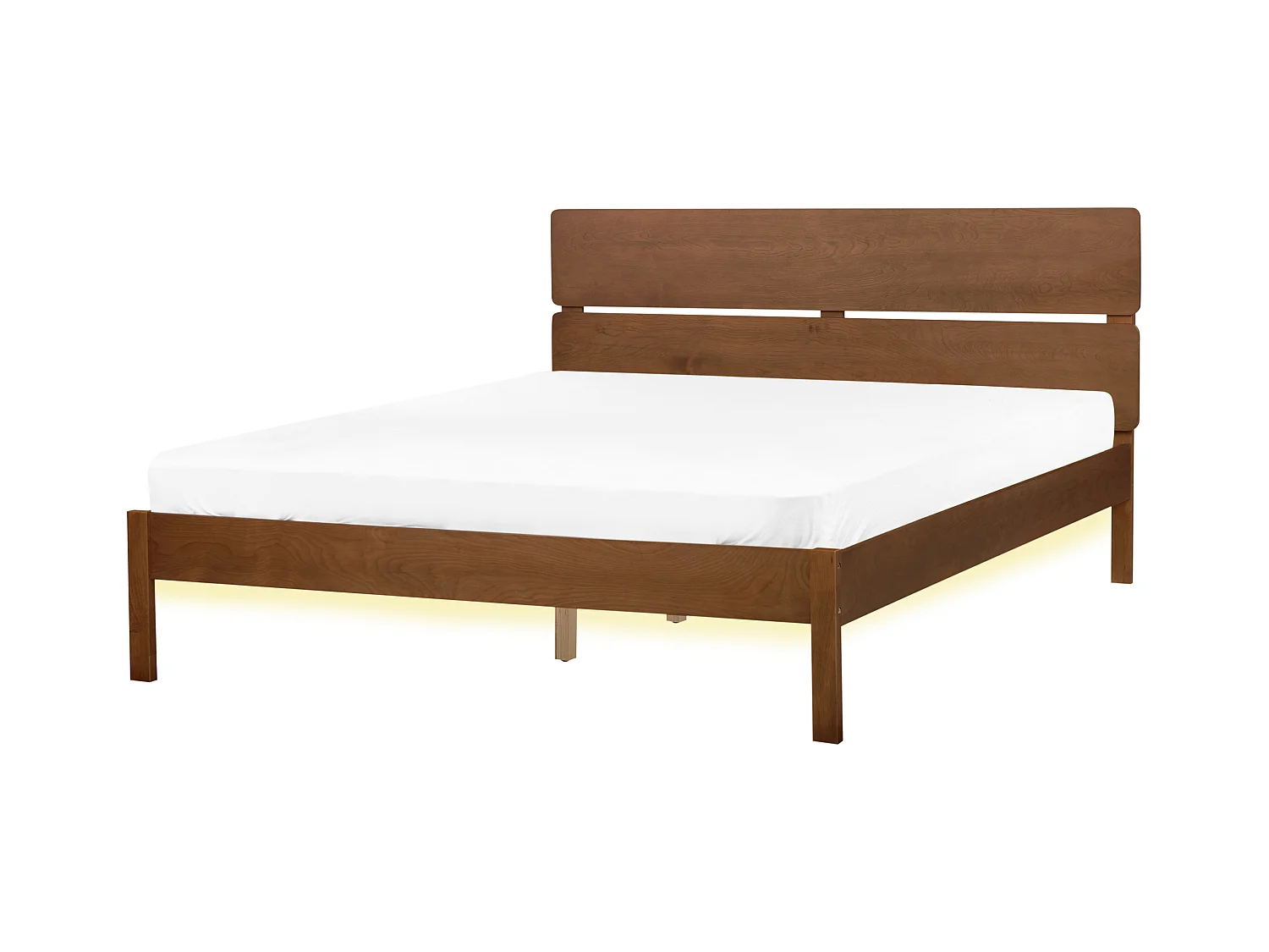 Lit avec LED Bois BOISSET 160 x 200 cm Marron foncé