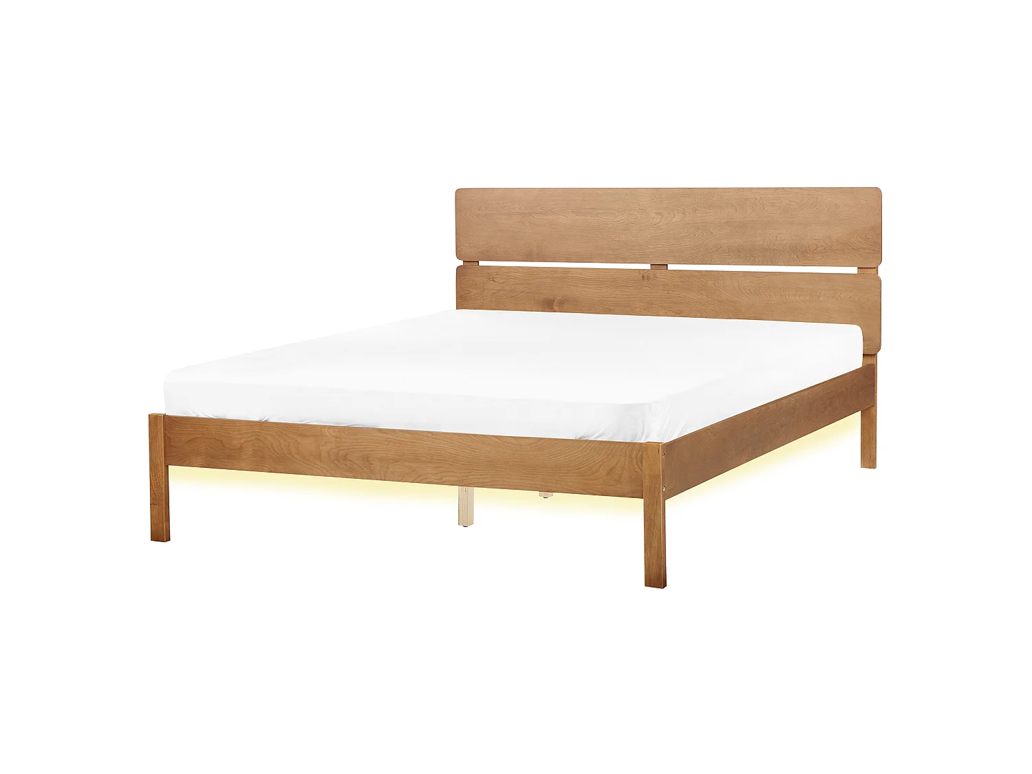 Bed with LED Wood BOISSET 160 x 200 cm (EU King Size) Dark Brown