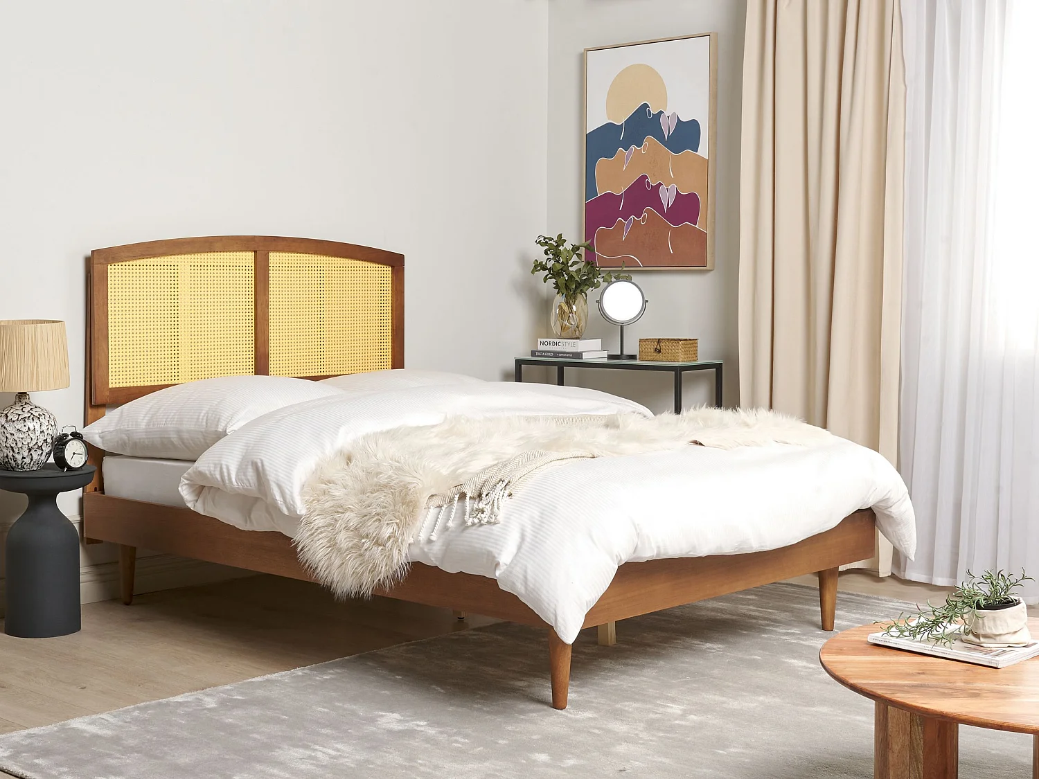 Bett mit Lattenrost Rattan VARZY 140 x 200 cm Braun