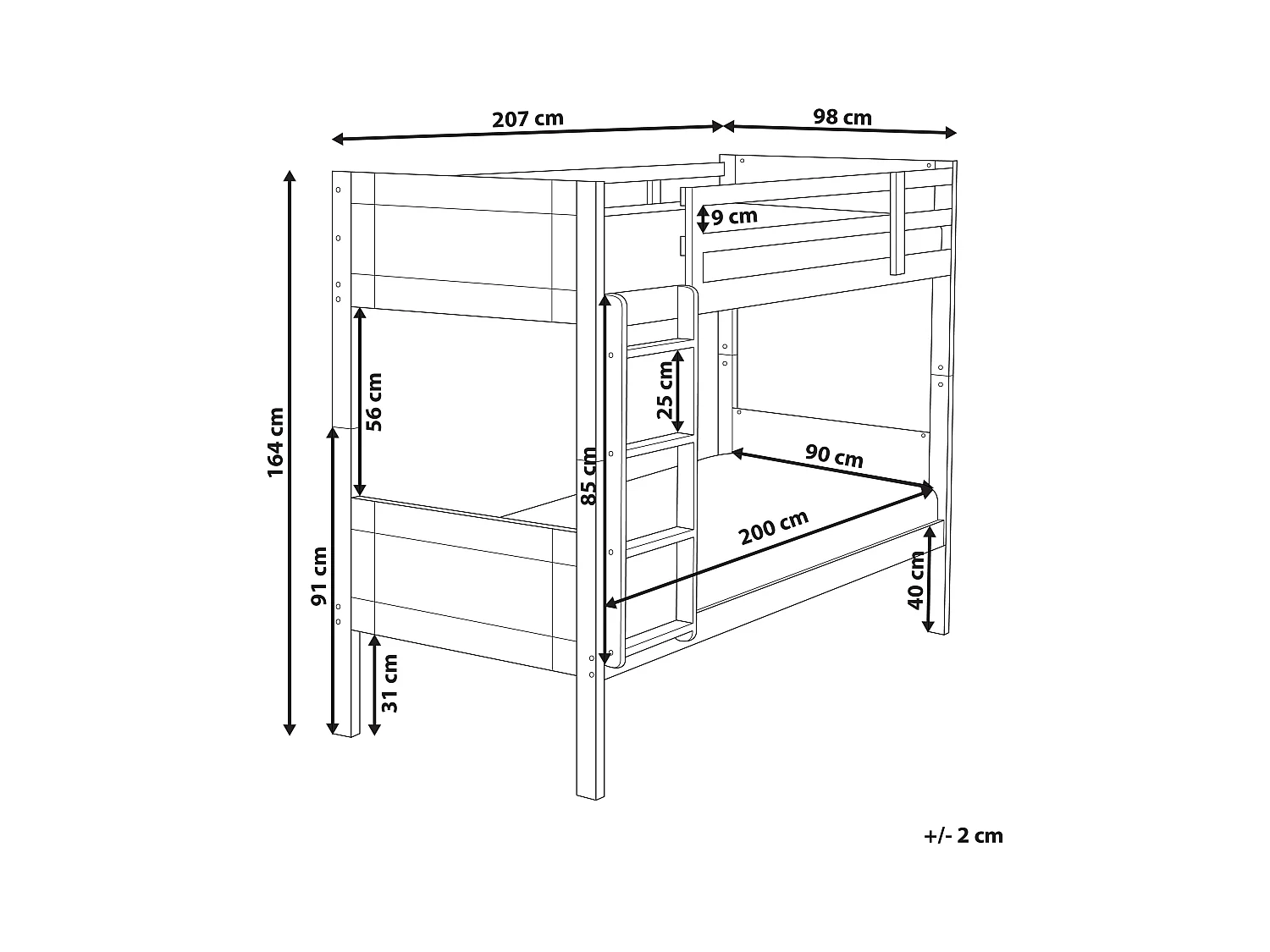 Letto a castello Legno MAULDE 90 x 200 cm Grigio