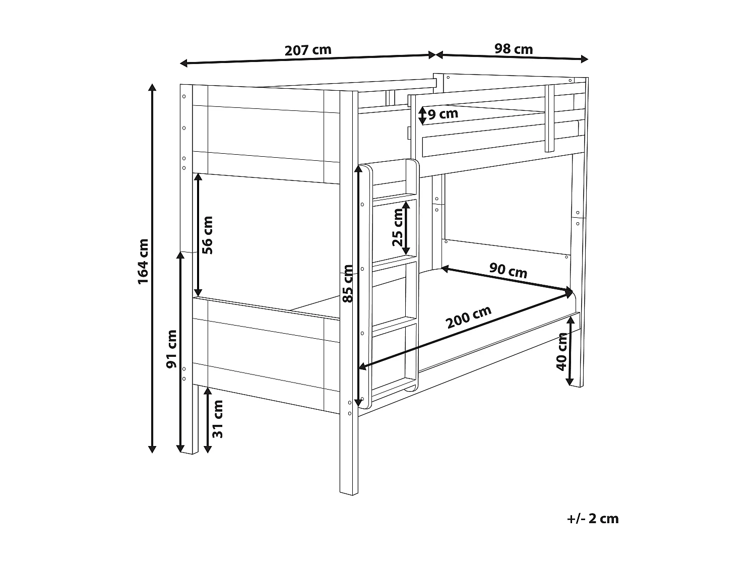Letto a castello Legno MAULDE 90 x 200 cm Grigio