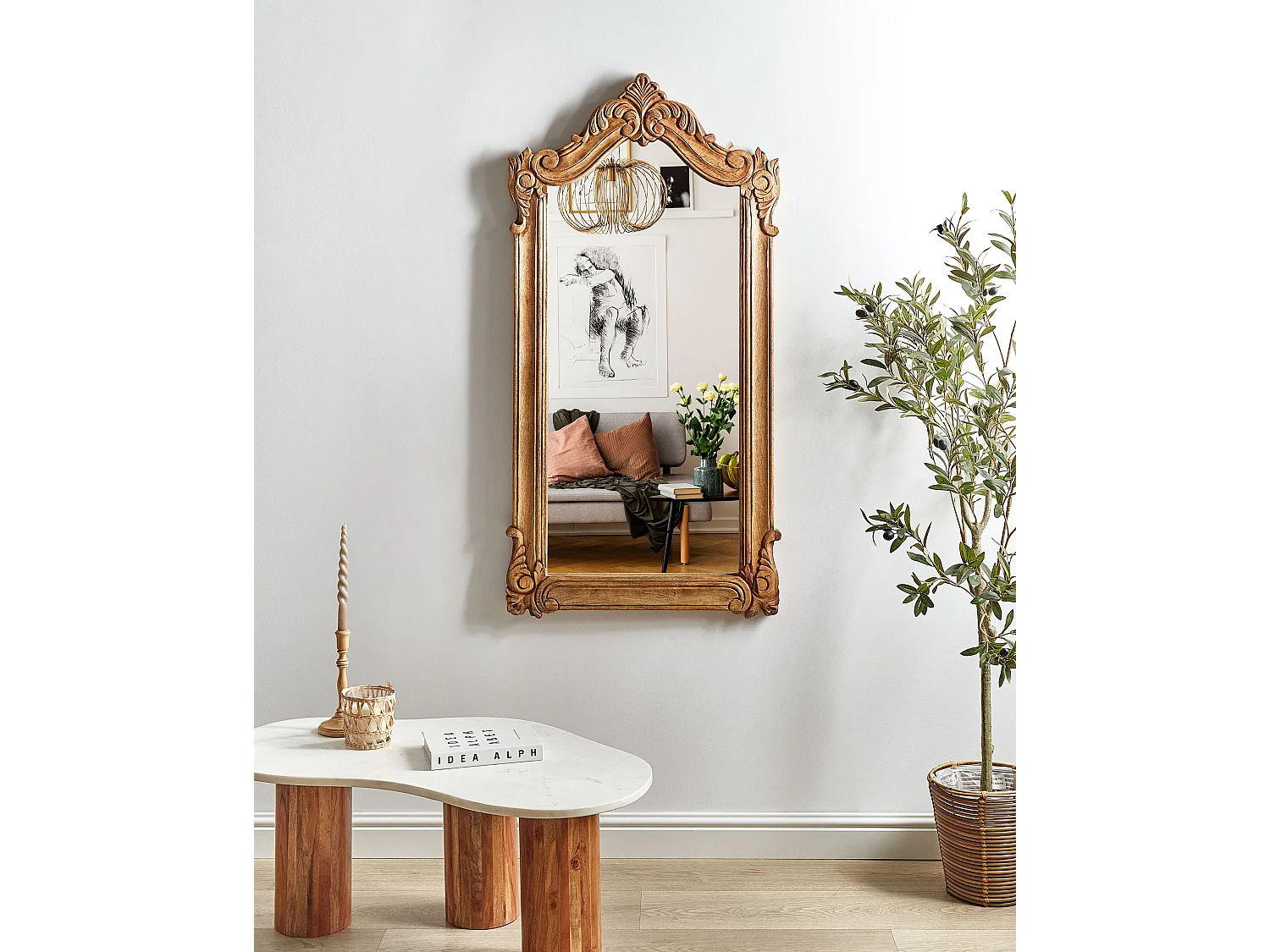 Wandspiegel MABLY 62 cm 123 cm Hout Natuurlijk