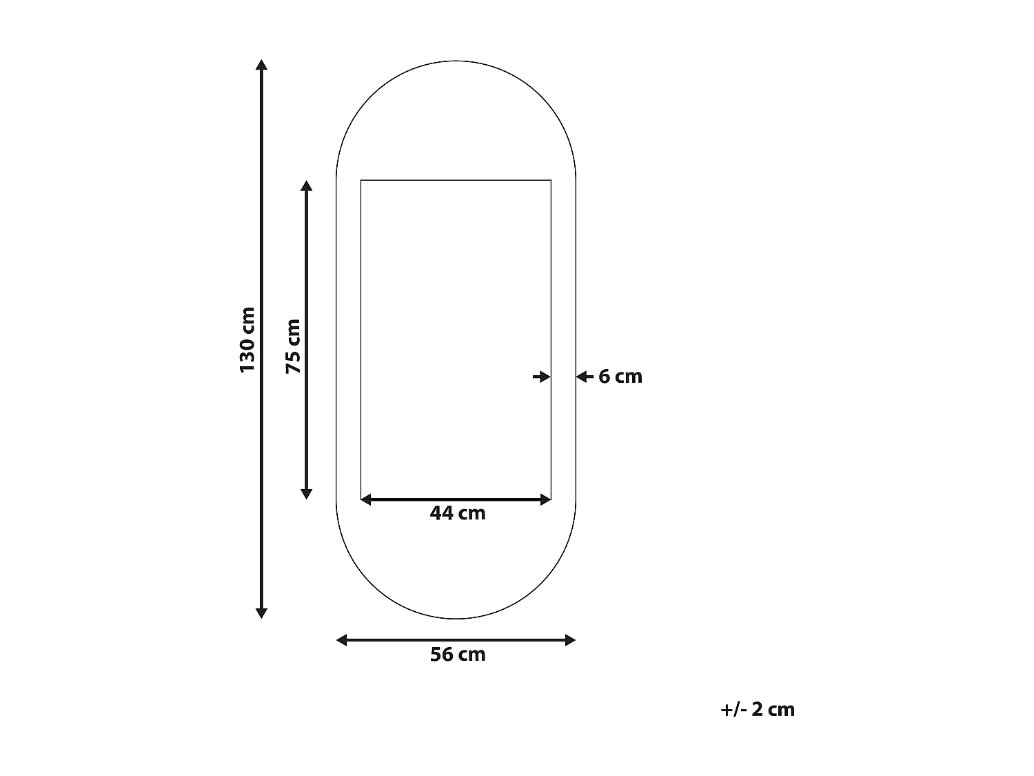 Wandspiegel BRIANT 56 cm 130 cm Holz Weiss