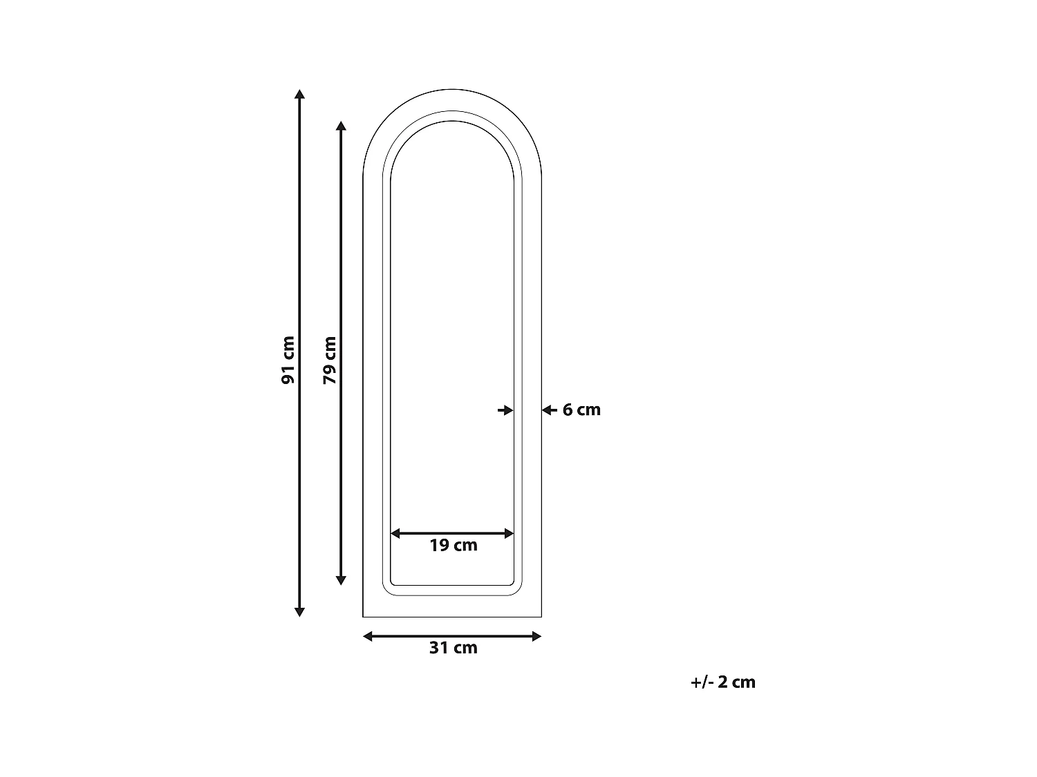 Espejo SARRY 31 cm 91 cm Madera Blanco
