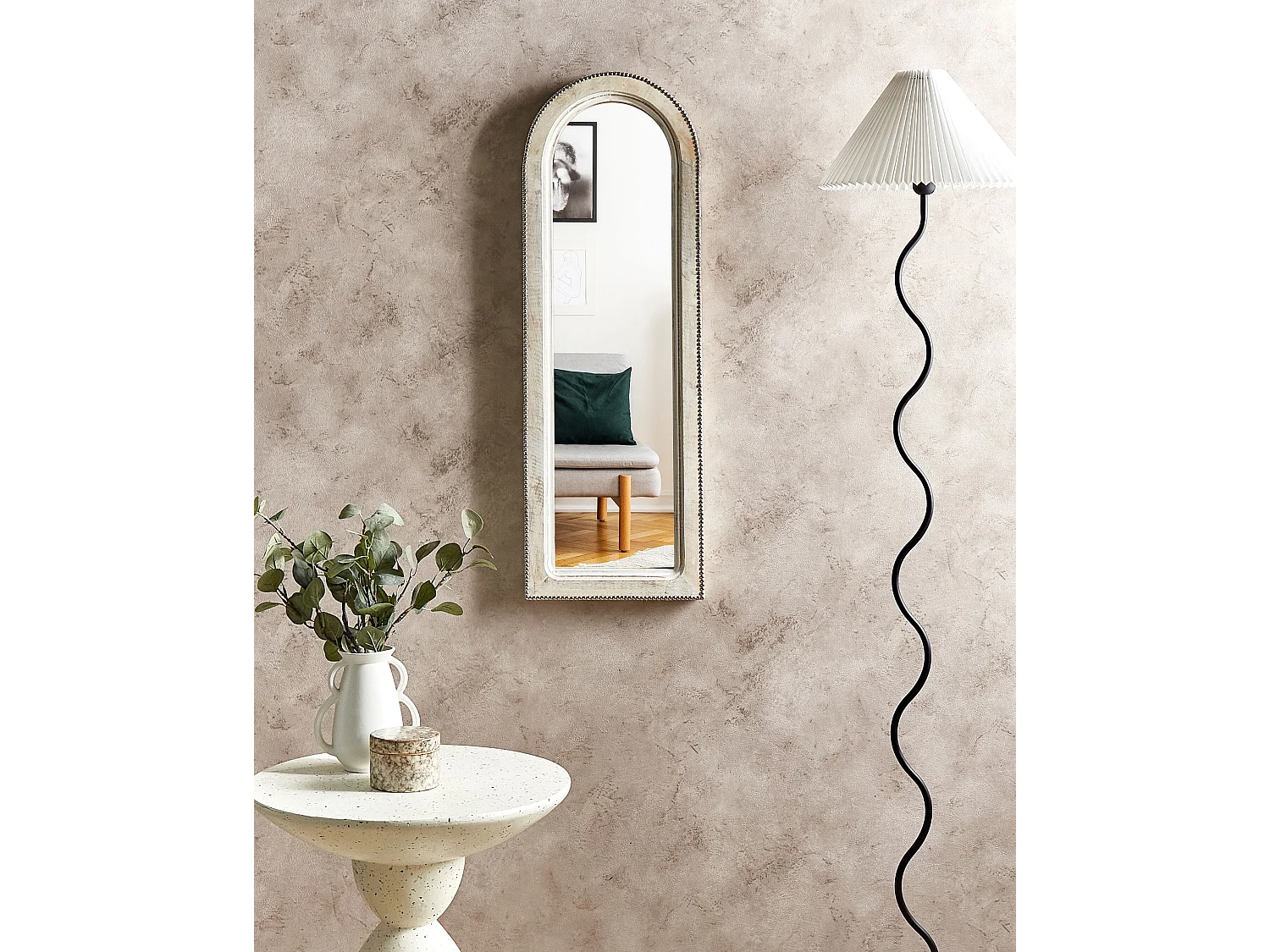 Lustro ścienne SARRY 31 cm 91 cm Drewno Biały