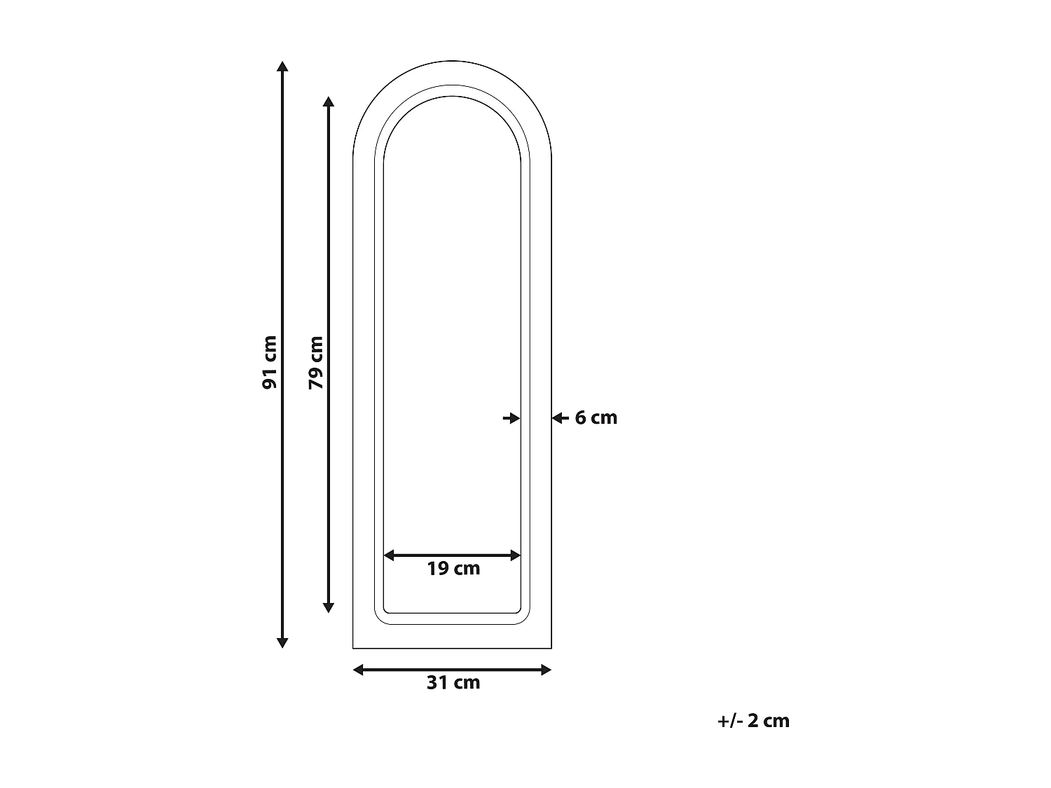 Lustro ścienne SARRY 31 cm 91 cm Drewno Biały