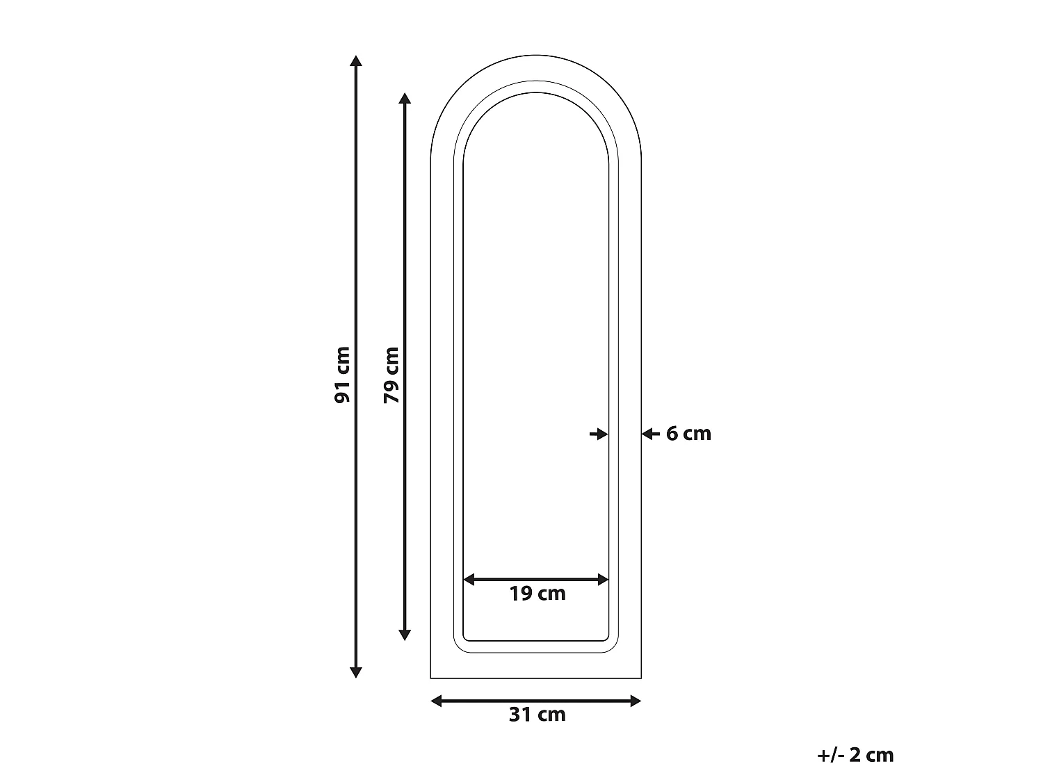 Miroir SARRY 31 cm 91 cm Bois Blanc