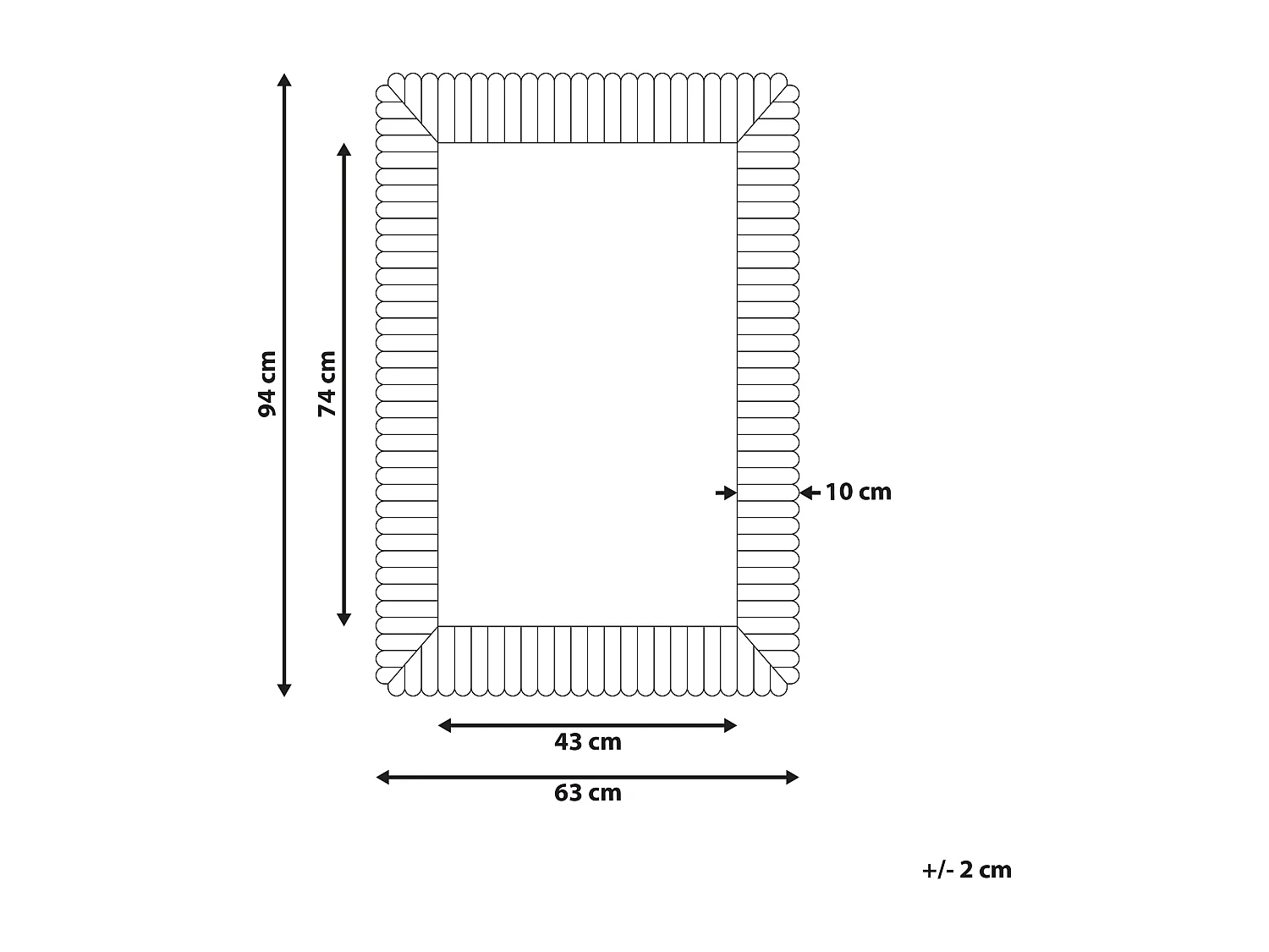 Miroir BAUGY 63 cm 94 cm Bois de manguier Blanc