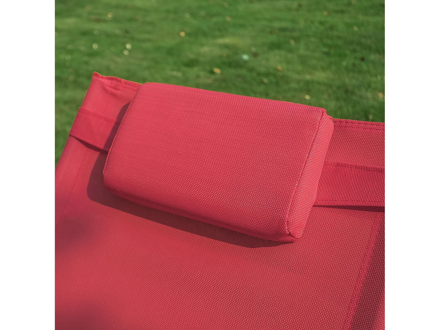 SoBuy Chaise Longue Transat de Jardin Bascule avec Appui-Tête Réglable, Pochette de Rangement et Repose-Pieds, Rouge, OGS28-Rx2