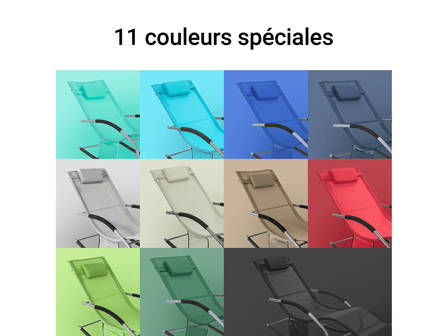 SoBuy Chaise Longue Transat de Jardin Bascule avec Appui-Tête Réglable, Pochette de Rangement et Repose-Pieds, Rouge, OGS28-Rx2