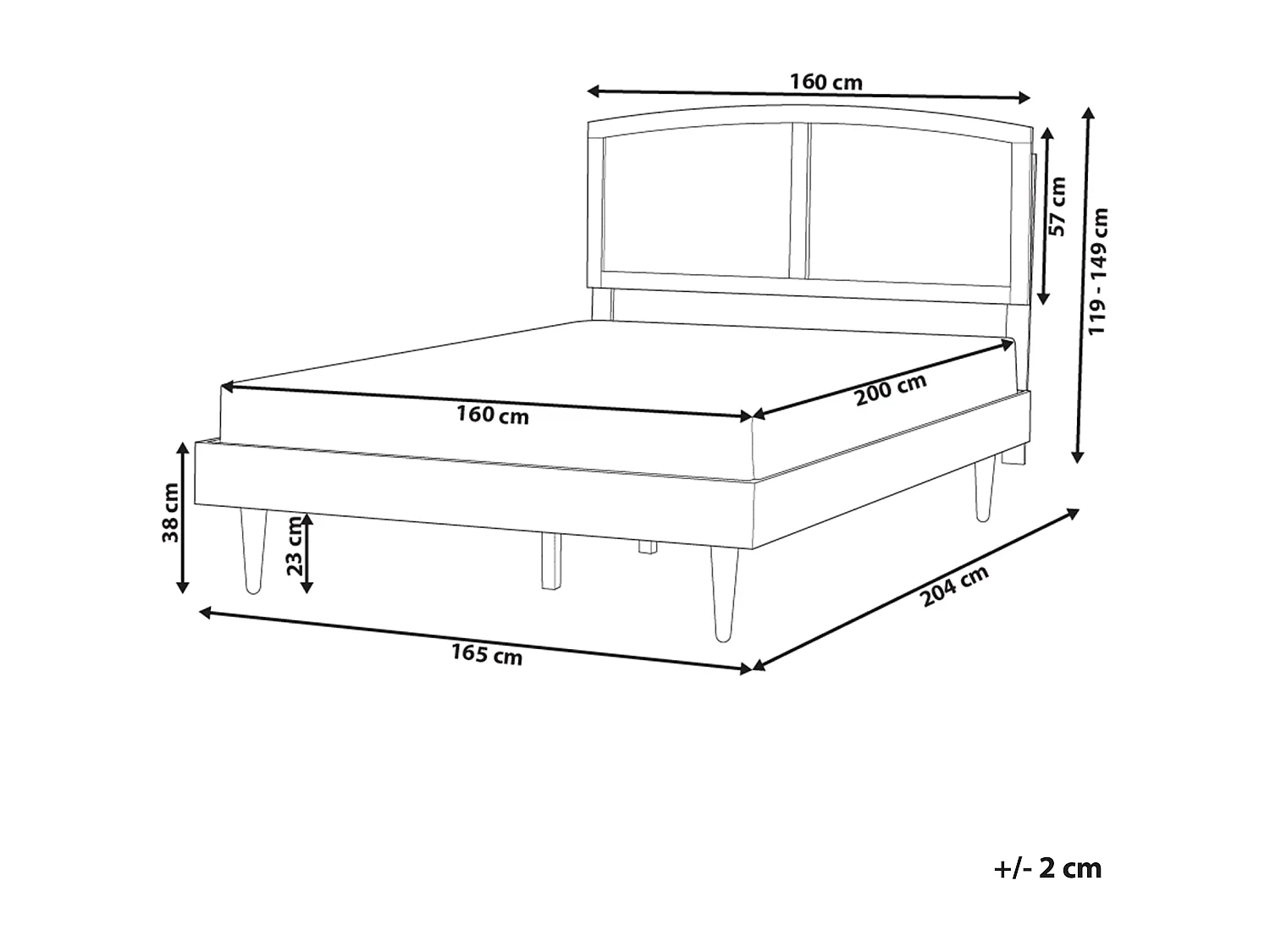 Cama com LED Rattan VARZY 160 x 200 cm Castanho claro