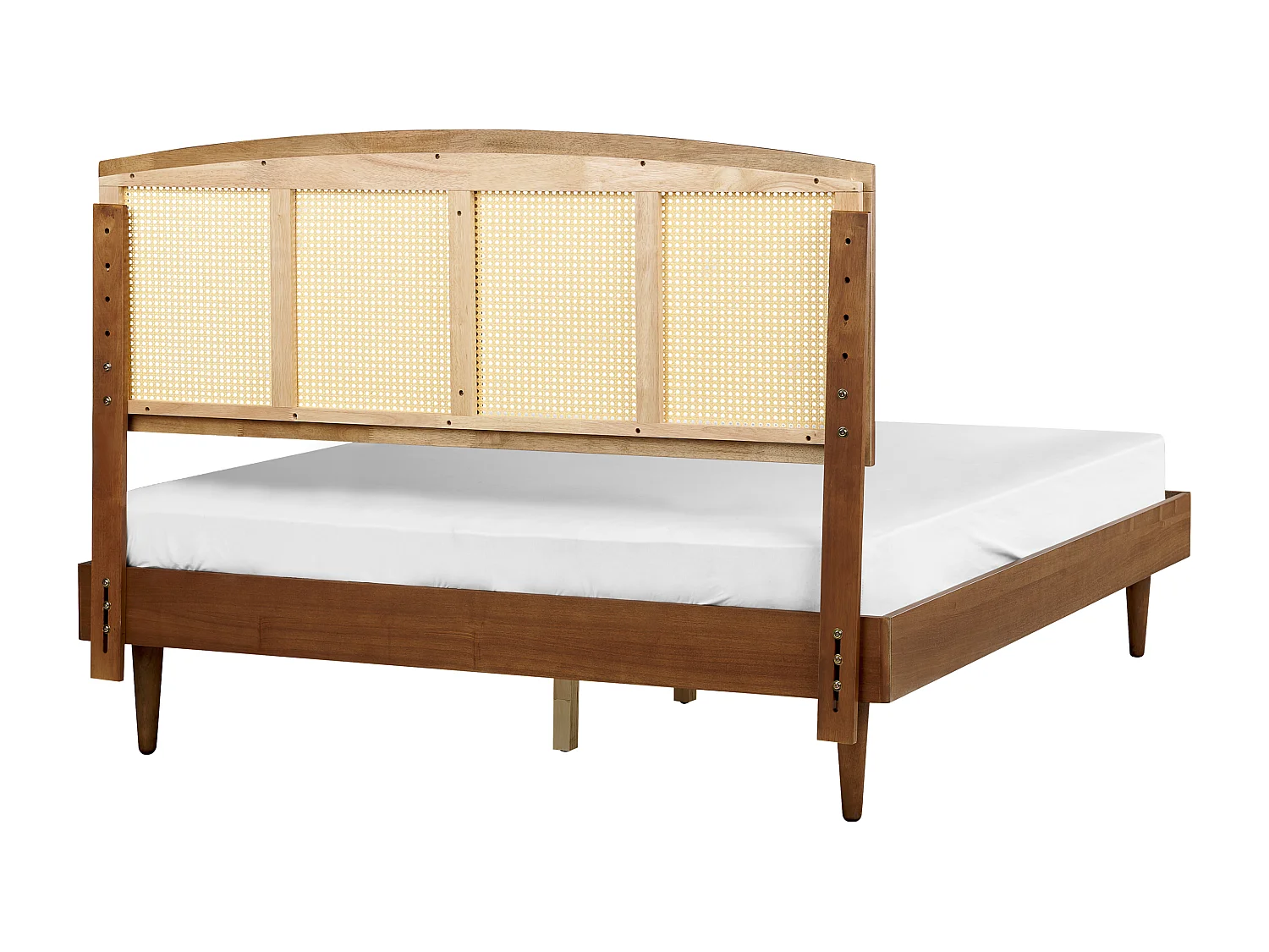 Cama com LED Rattan VARZY 160 x 200 cm Castanho claro