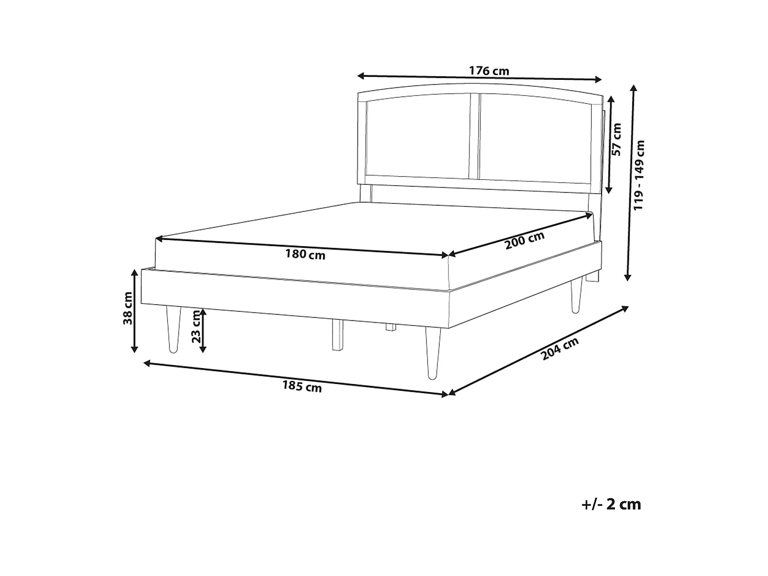 Lit avec LED Rotin VARZY 180 x 200 cm Marron