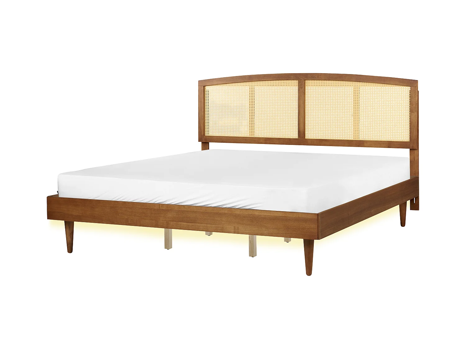 Bed met LED-verlichting Rotan VARZY 180 x 200 cm Bruin