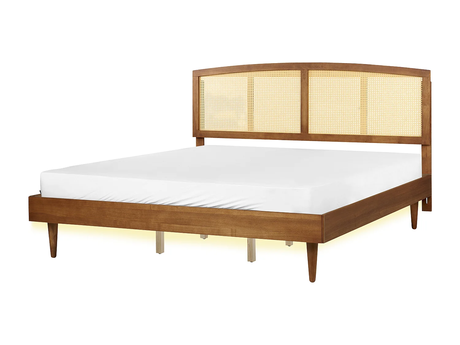 Bett mit LED Rattan VARZY 180 x 200 cm Braun