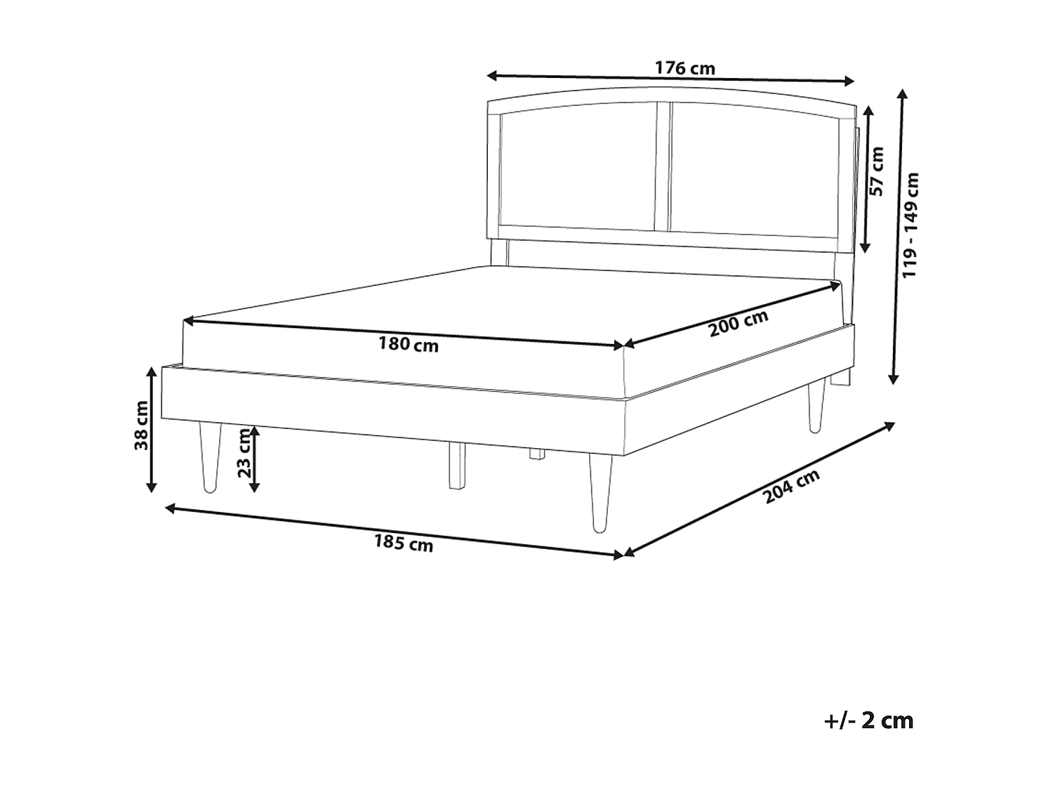 Bett mit LED Rattan VARZY 180 x 200 cm Braun