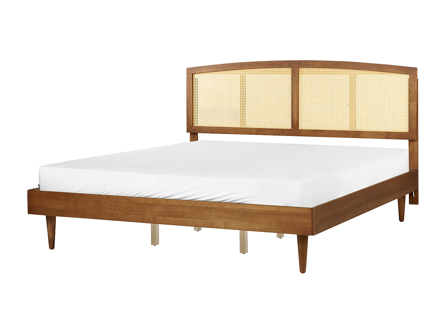 Bett mit LED Rattan VARZY 180 x 200 cm Braun