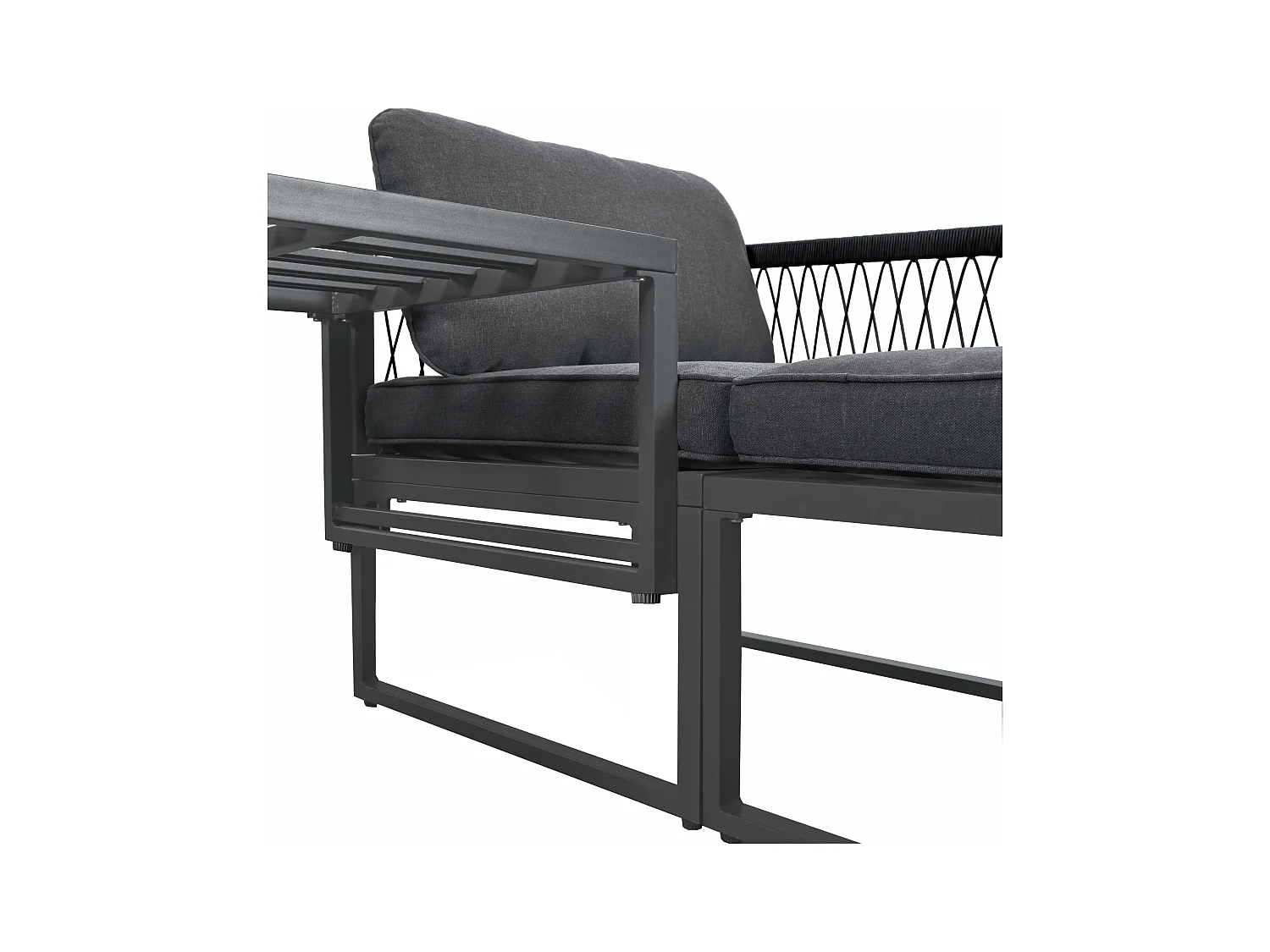 Ensembles de salon de jardin multifonctionnel en aluminium - 2 fauteuils, 2 tabourets - Gris