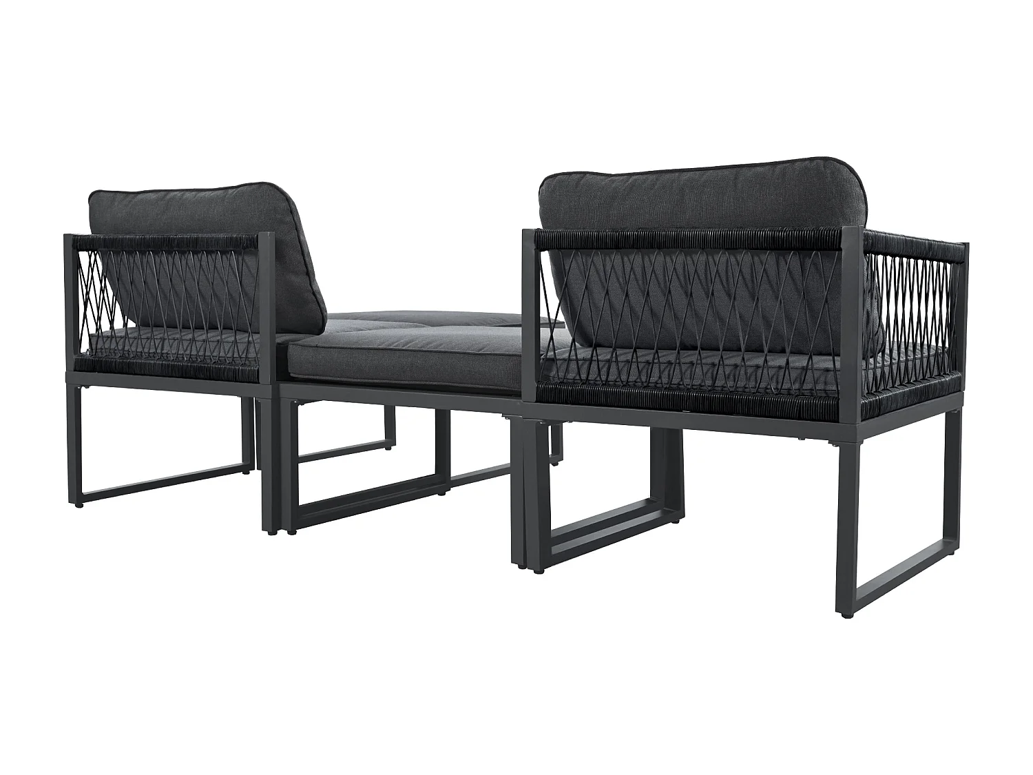 Multifunctionele aluminium tuinmeubelsets - 2 fauteuils, 2 krukken - Grijs