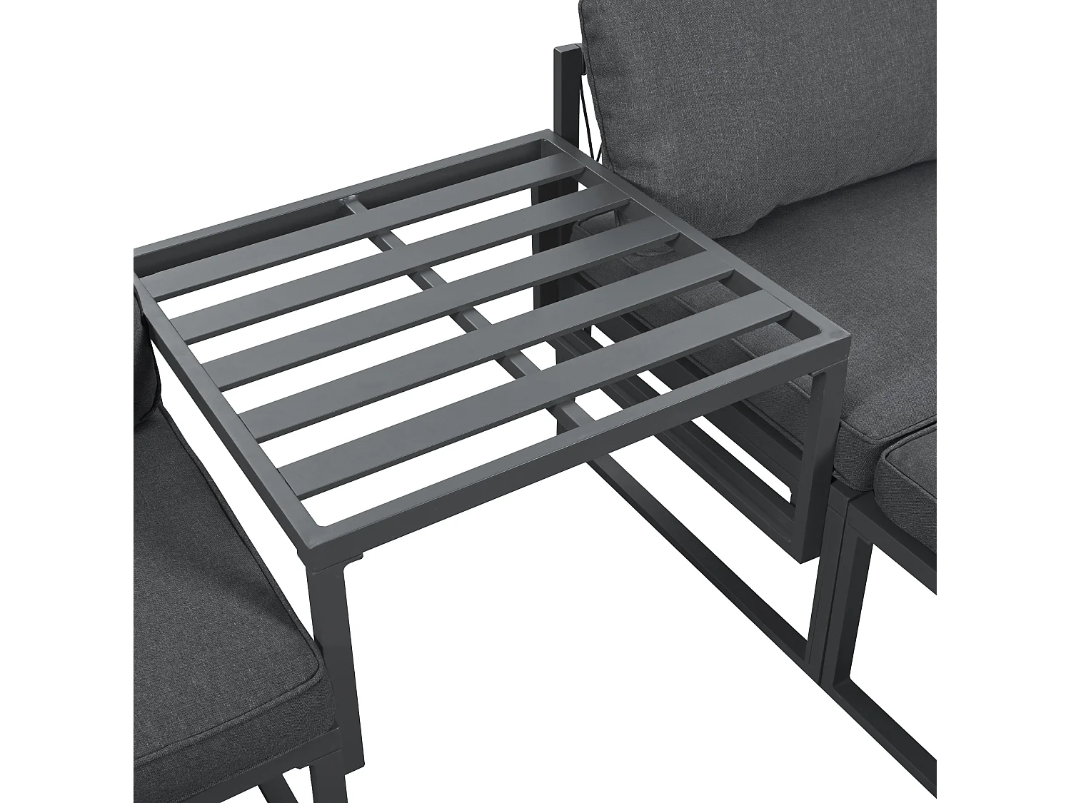 Multifunctionele aluminium tuinmeubelsets - 2 fauteuils, 2 krukken - Grijs