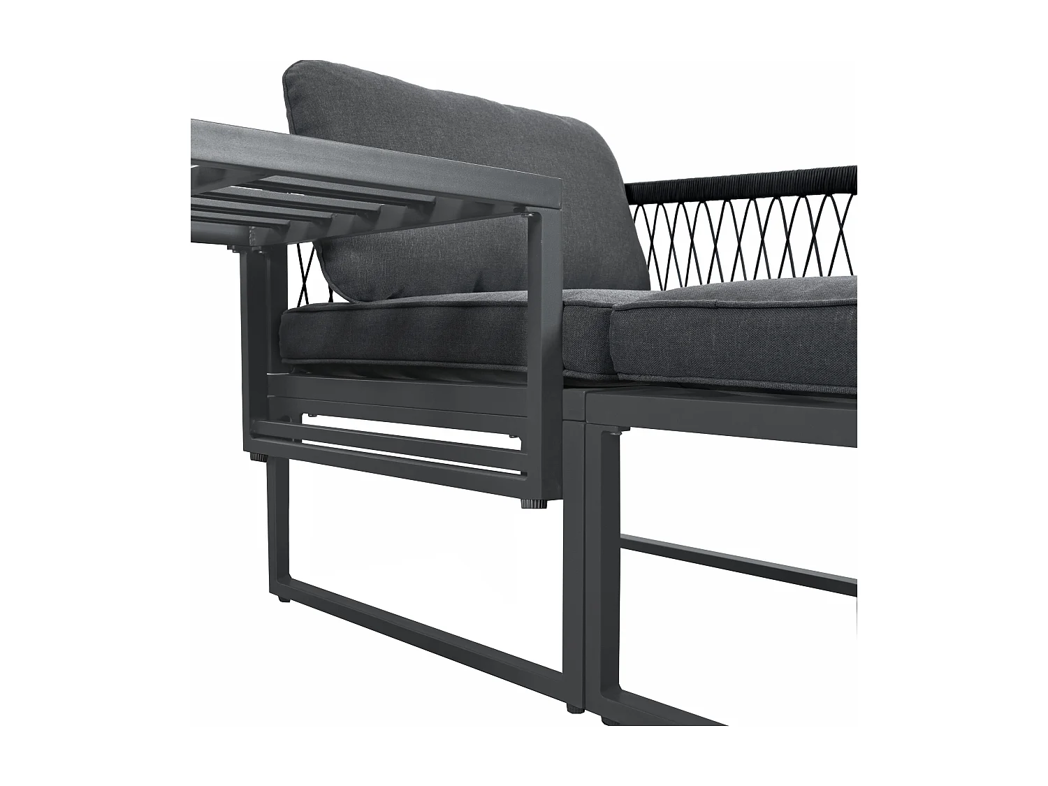 Multifunctionele aluminium tuinmeubelsets - 2 fauteuils, 2 krukken - Grijs