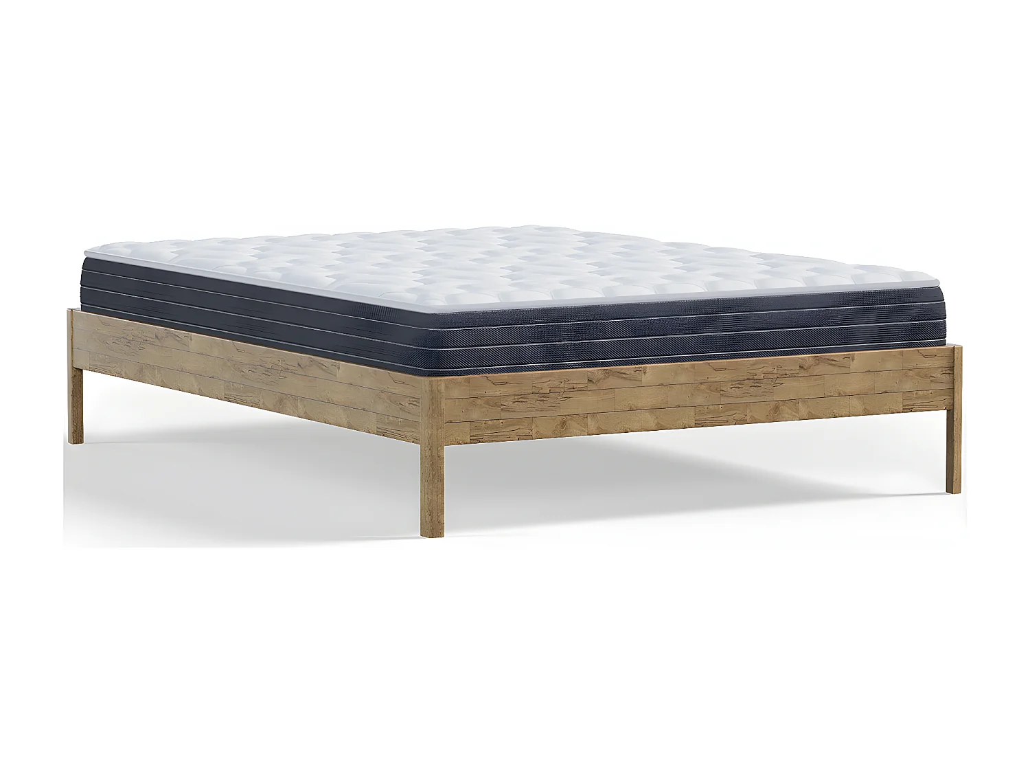 Ensemble lit adulte 140x190 cm en bois massif Aina + Matelas mémoire de forme Memo HR