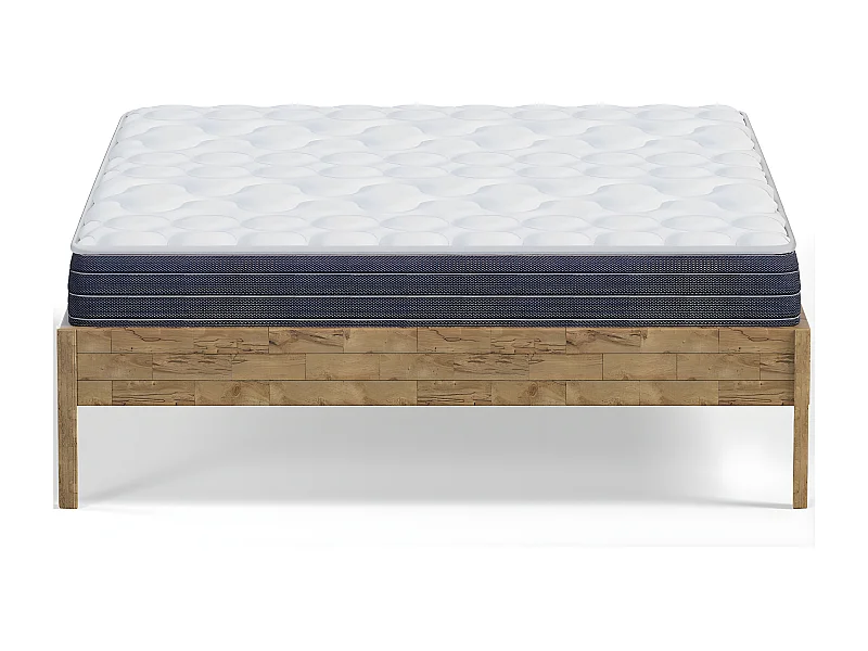 Ensemble lit adulte 140x190 cm en bois massif Aina + Matelas mémoire de forme Memo HR