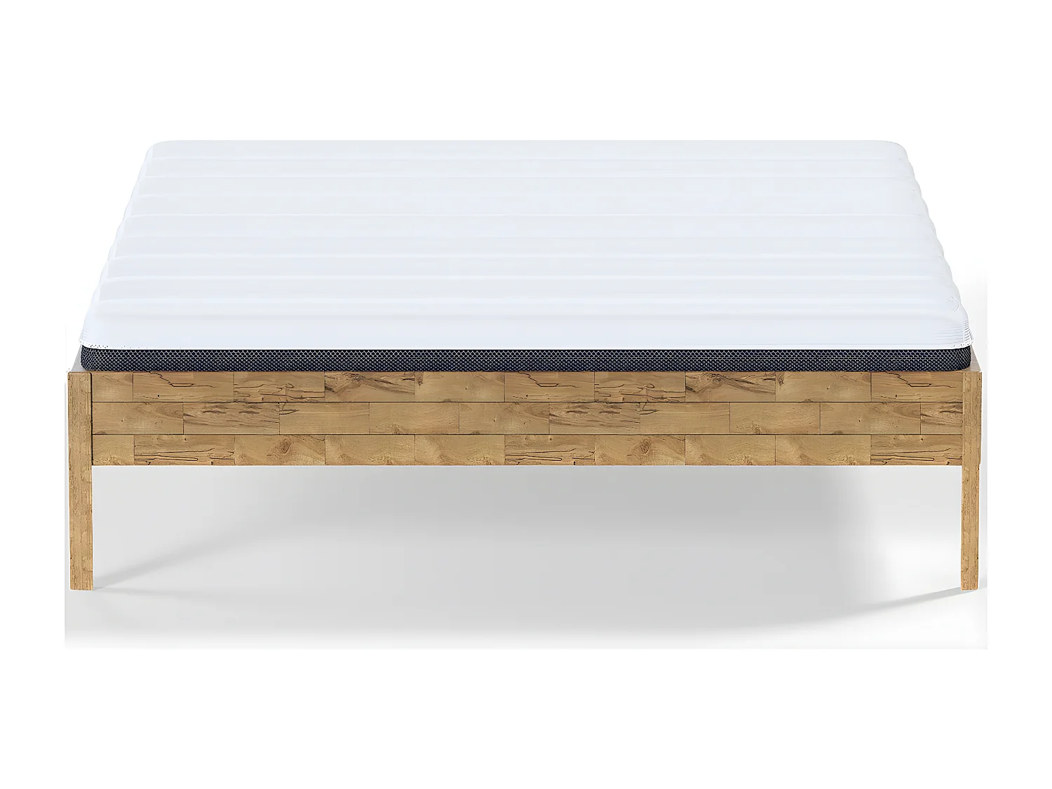 Ensemble lit adulte 140x190 cm en bois massif Aina + Matelas ressorts ensachés Mousse HR