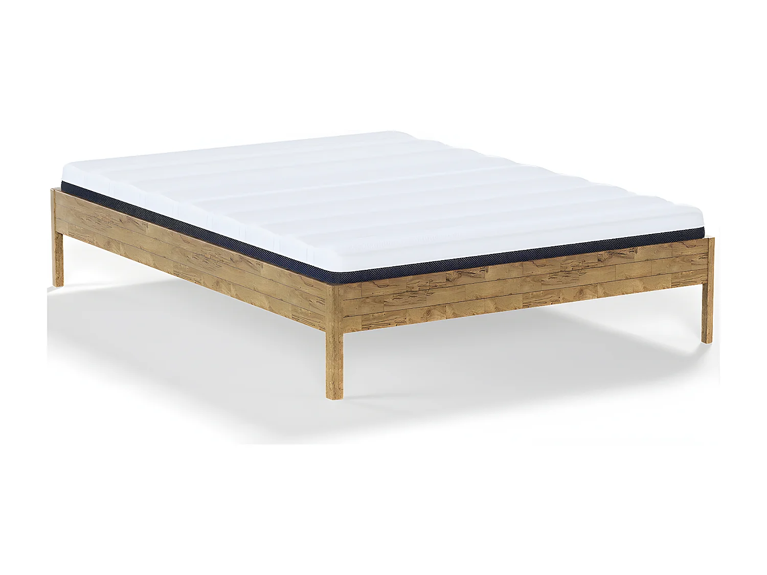 Ensemble lit adulte 140x190 cm en bois massif Aina + Matelas ressorts ensachés Mousse HR