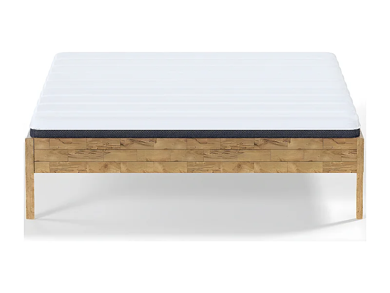 Ensemble lit adulte 140x190 cm en bois massif Aina + Matelas ressorts ensachés Mousse HR