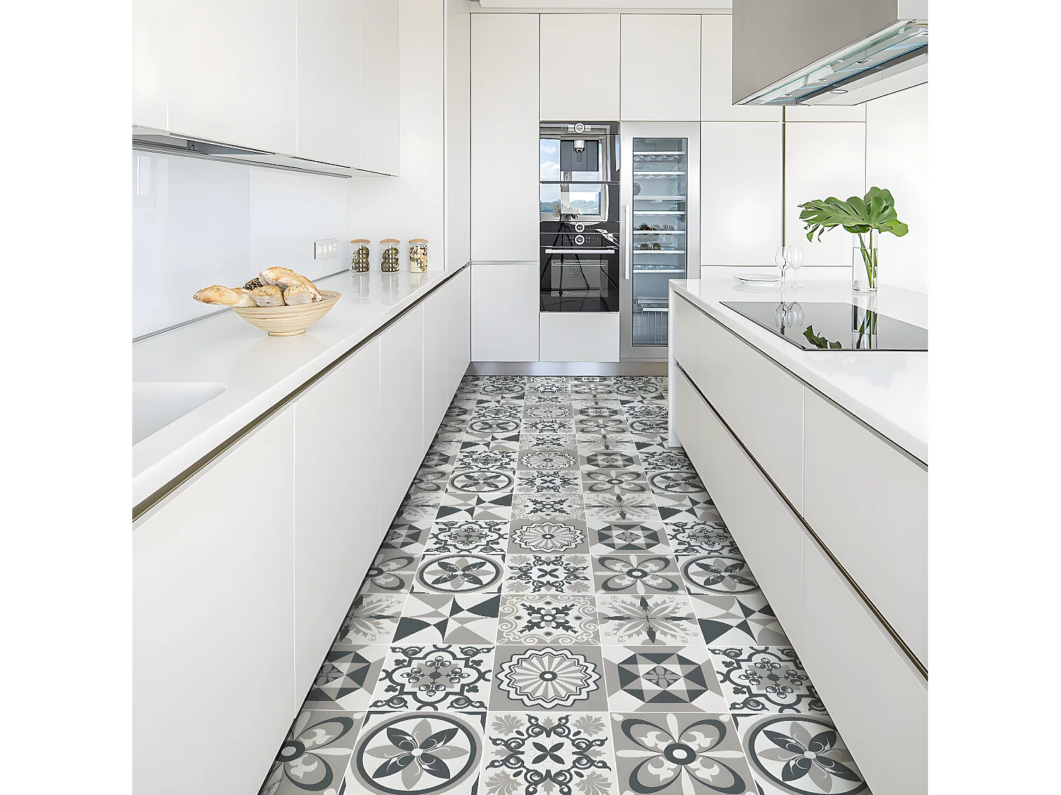 Stickers Sol Anti-dérapant avec Protection - CARREAUX DE CIMENT SAINT MARIN - 90x90cm-9stickers30x30cm