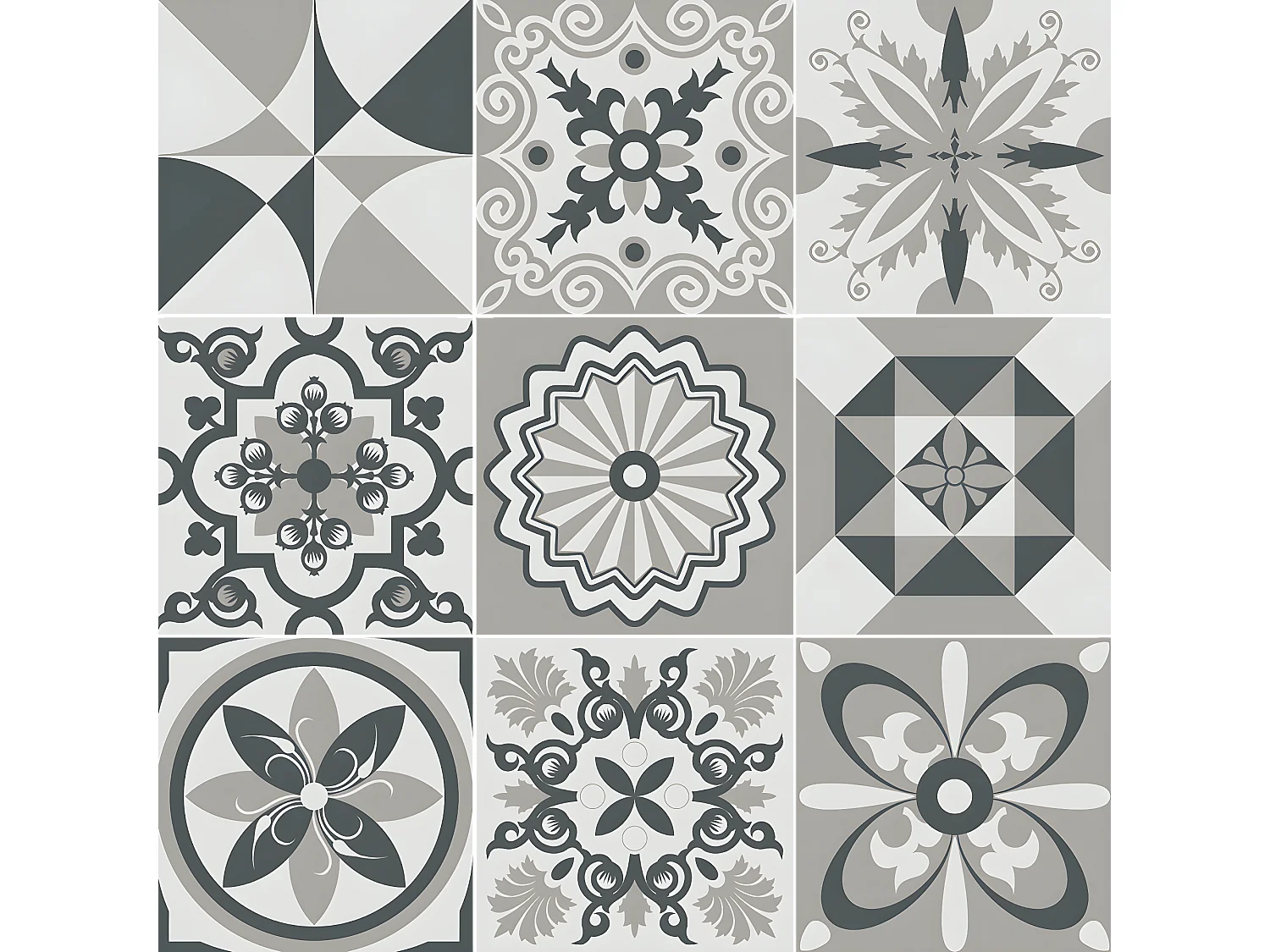 Stickers Sol Anti-dérapant avec Protection - CARREAUX DE CIMENT SAINT MARIN - 90x90cm-9stickers30x30cm