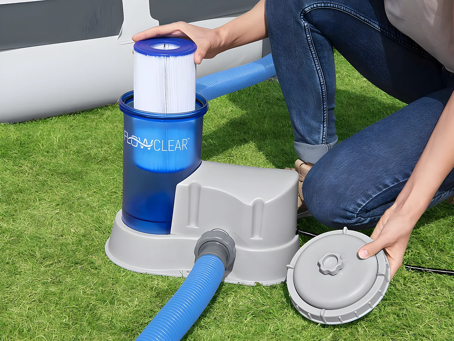 Depuradora de Filtro de Cartucho para Piscinas Desmontables Bestway 5.678 l/h Transparente