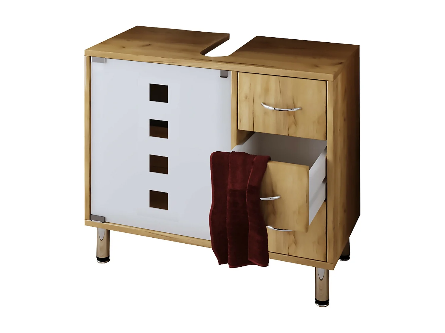 Bathroom furniture washbasin cabinet Darola Honey oak H. 58 x W. 67 x D. 30 cm