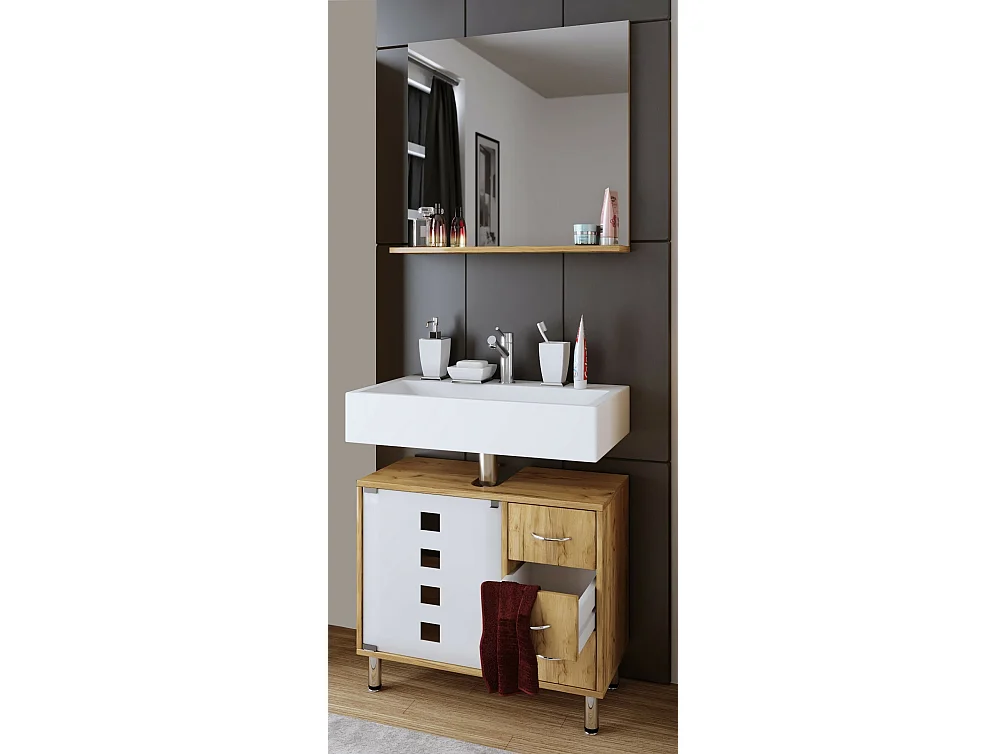 Holz Badmöbel Badunterschrank Darola Schublade