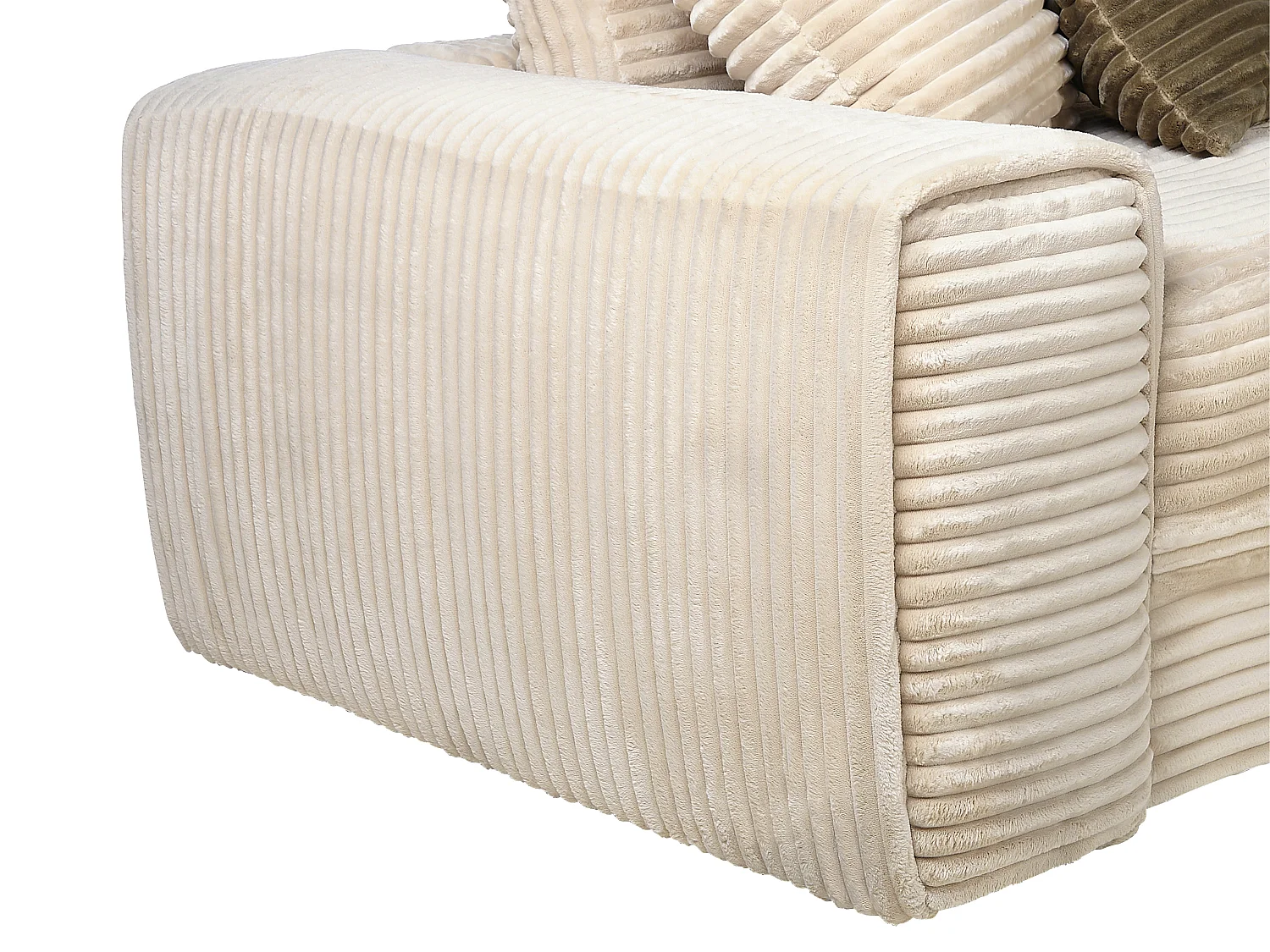 Ecksofa - Ecke rechts - grob gerippter Cord - Beige - CALAZO von Pascal Morabito