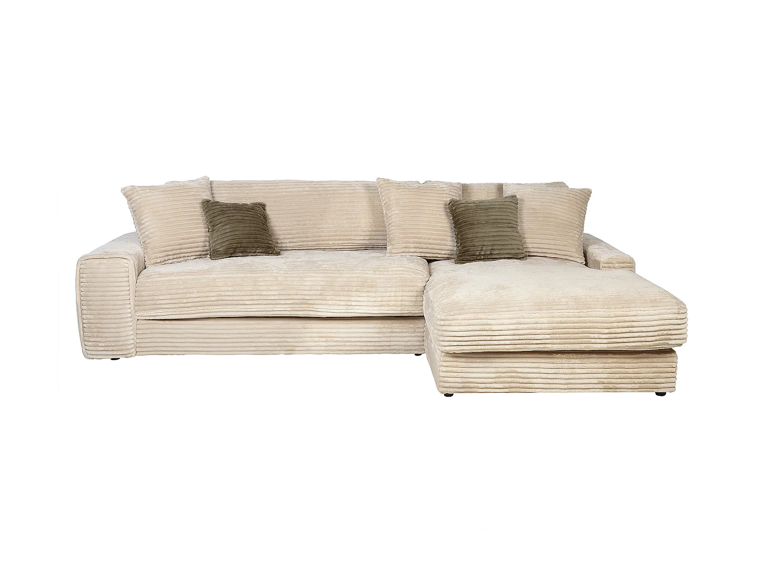 Ecksofa - Ecke rechts - grob gerippter Cord - Beige - CALAZO von Pascal Morabito
