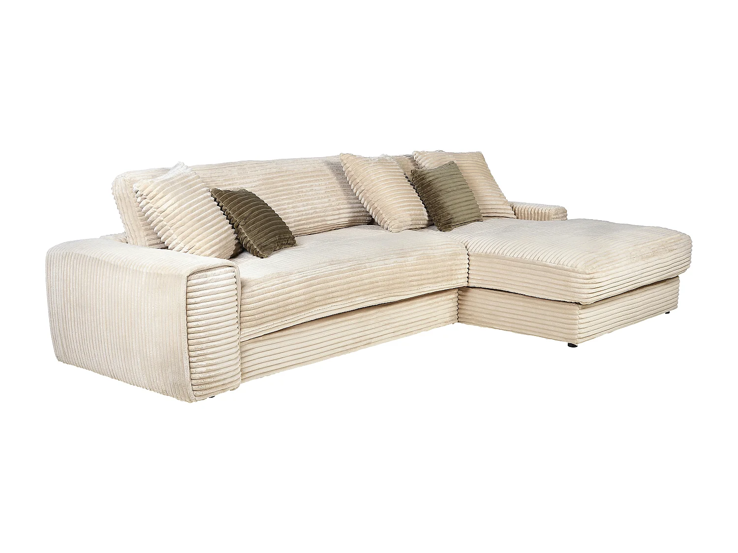 Ecksofa - Ecke rechts - grob gerippter Cord - Beige - CALAZO von Pascal Morabito