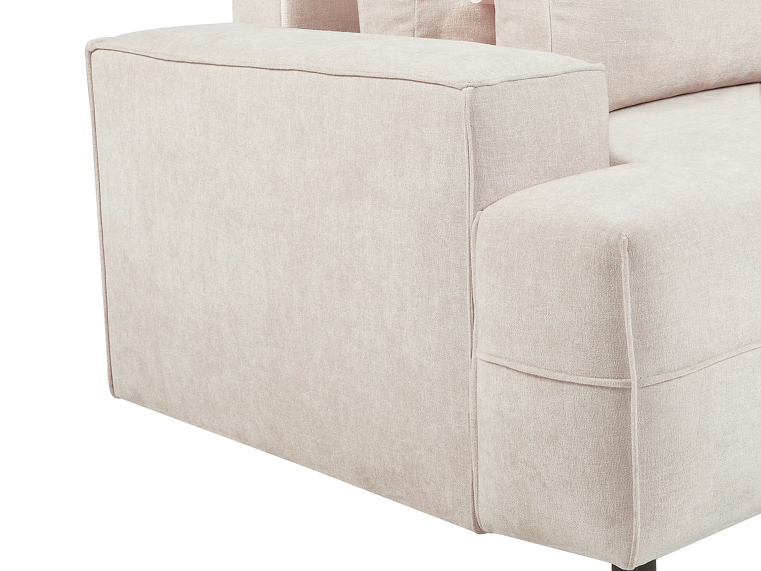 Canapé d'angle droit convertible en tissu texturé beige BREGLIO