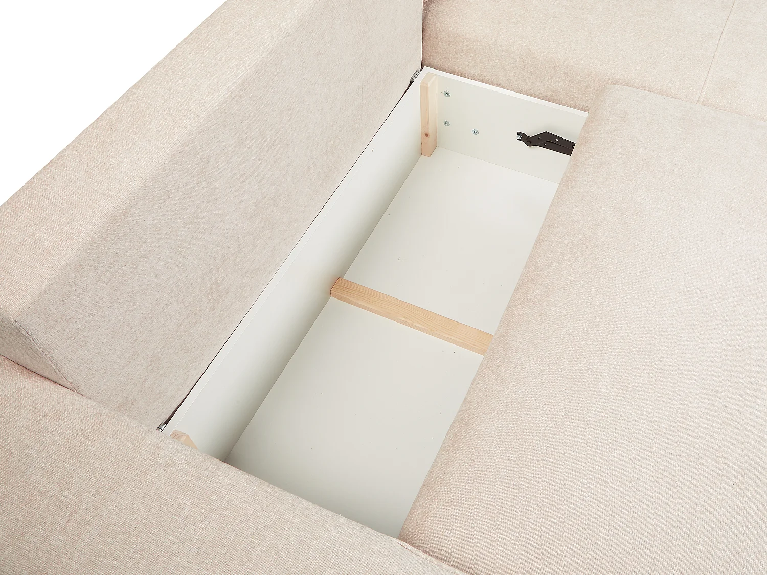 Canapé d'angle droit convertible en tissu texturé beige BREGLIO