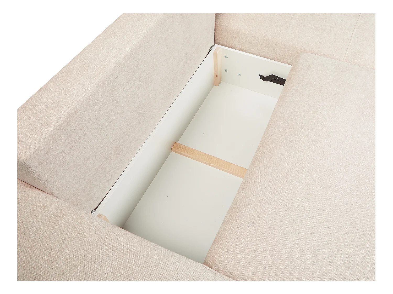 Canapé d'angle droit convertible en tissu texturé beige BREGLIO