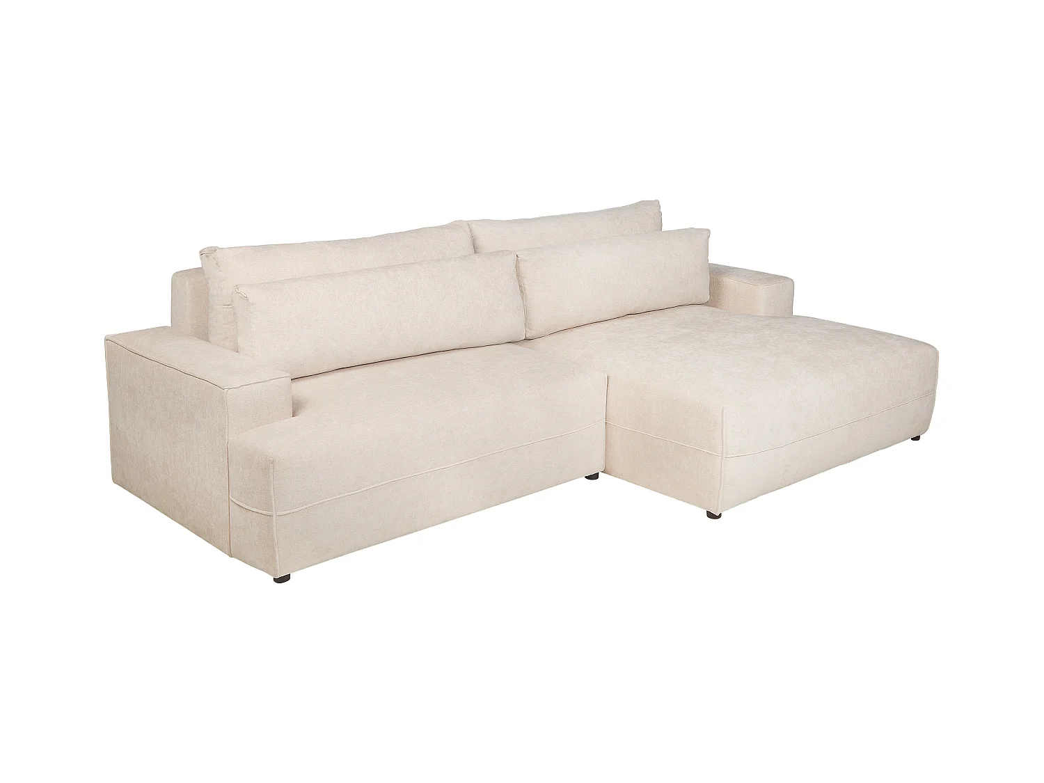 Canapé d'angle droit convertible en tissu texturé beige BREGLIO