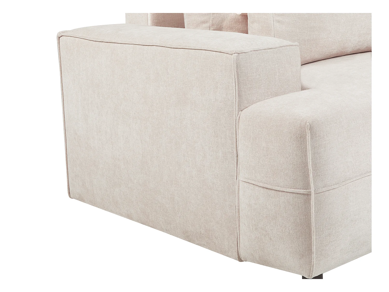 Canapé d'angle droit convertible en tissu texturé beige BREGLIO