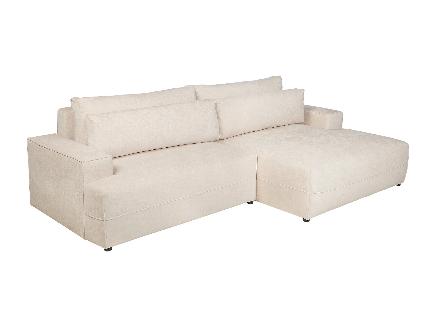 Ecksofa mit Schlaffunktion - Ecke rechts - Strukturstoff - Beige - BREGLIO