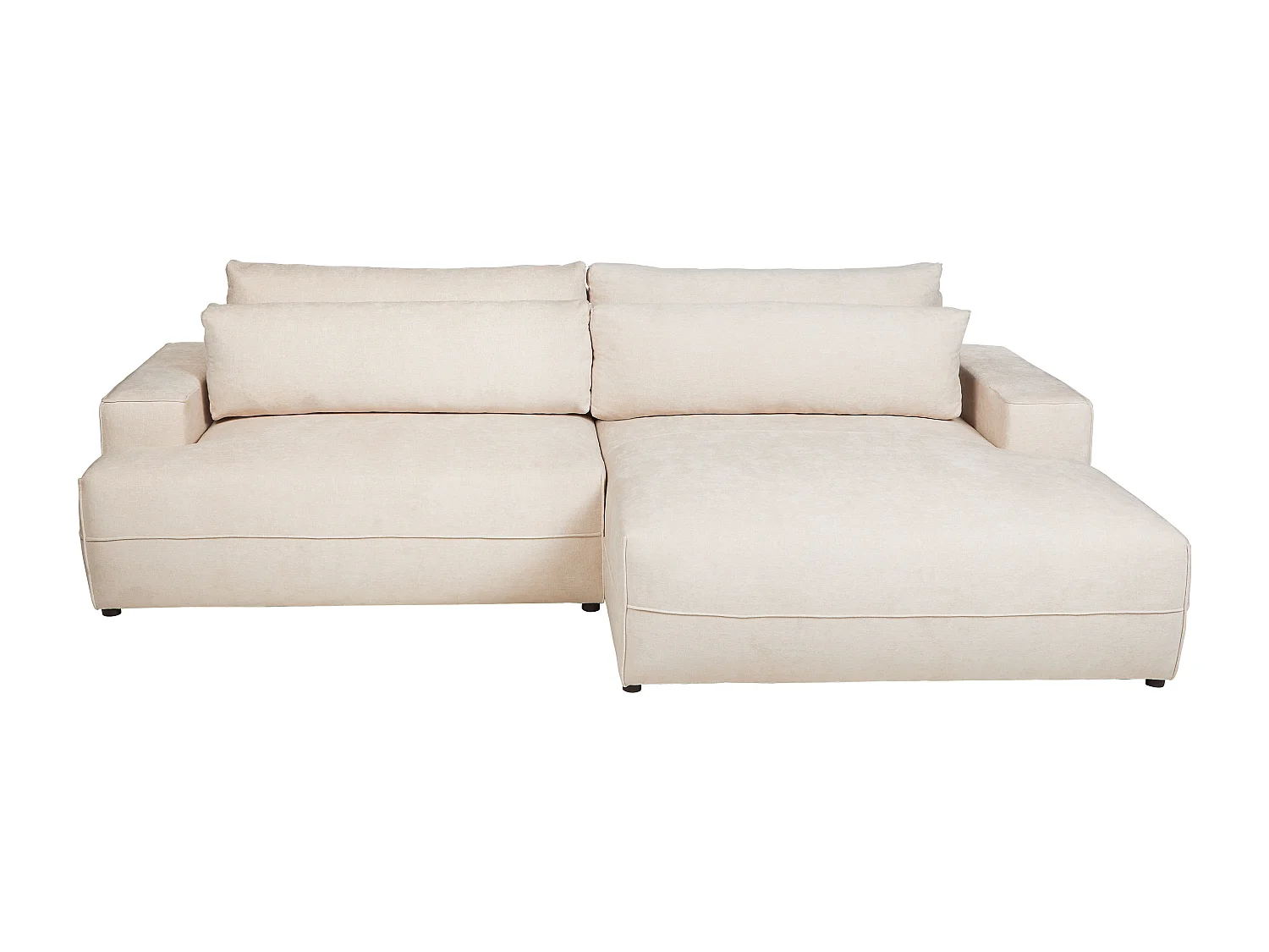 Ecksofa mit Schlaffunktion - Ecke rechts - Strukturstoff - Beige - BREGLIO