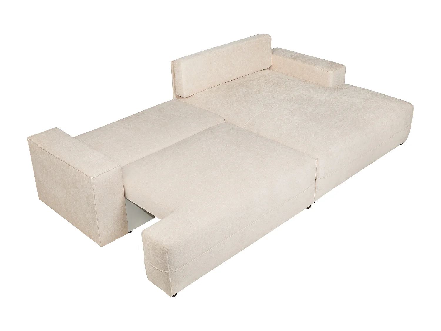 Ecksofa mit Schlaffunktion - Ecke rechts - Strukturstoff - Beige - BREGLIO
