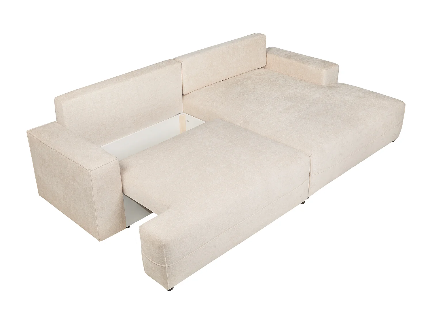 Ecksofa mit Schlaffunktion - Ecke rechts - Strukturstoff - Beige - BREGLIO