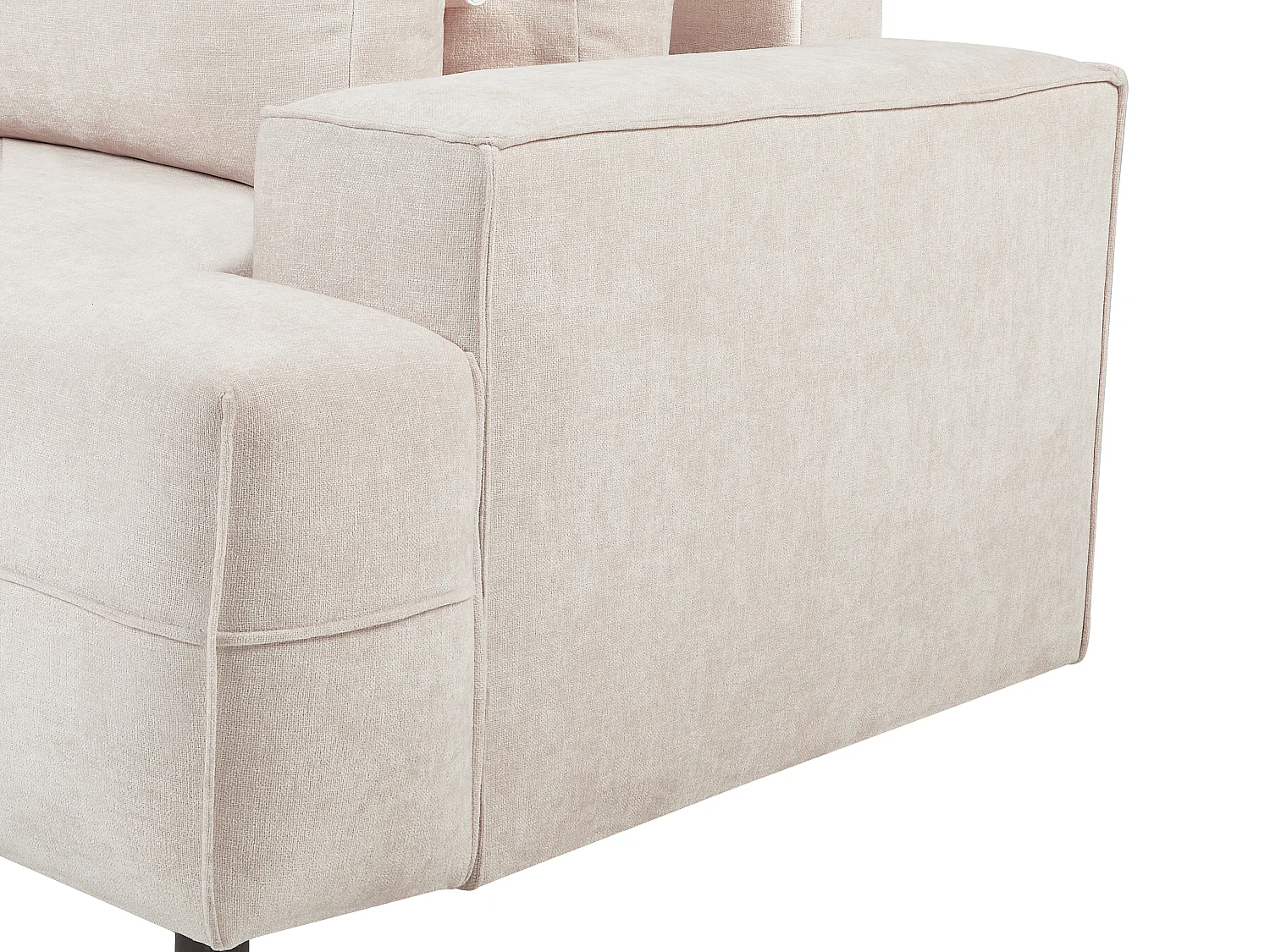 Sofá de canto esquerdo convertível em tecido texturizado bege - BREGLIO