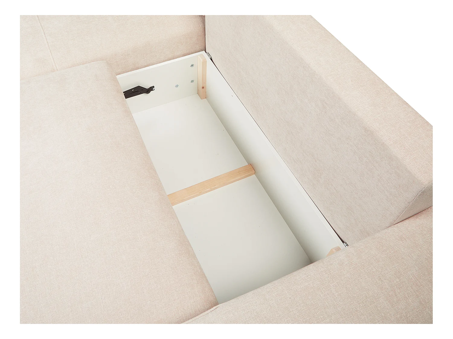Canapé d'angle gauche convertible en tissu texturé beige BREGLIO