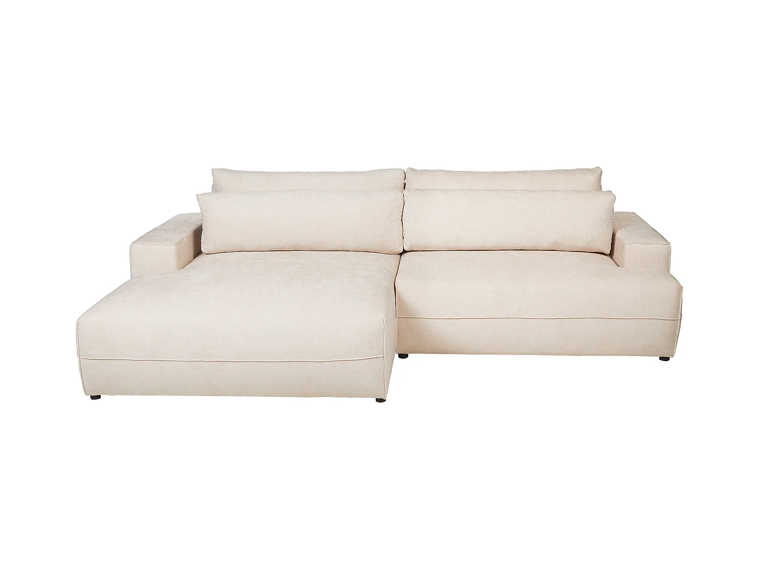 Canapé d'angle gauche convertible en tissu texturé beige BREGLIO